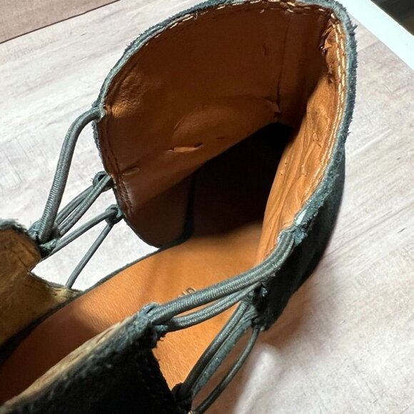 Lucky Brand Womens Black Suede Peep Toe Wedge Booties - Picture 10 of 12